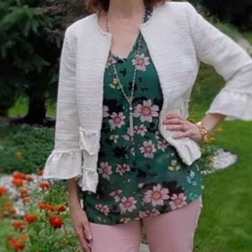 EUC CAbi Shadow Blouse & Cami- Size Large